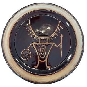 Tribal Man Warrior 10” Plate By Moki Studio Art Pottery Moab Utah Ready 2 Hang